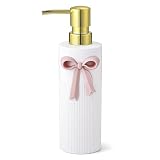 Dekorativer Seifenspender Kinder mit Schleife, Nachfüllbarer Seifenspender Bad für Küche, Waschbecken, Soap Dispenser for Kids (Weiß + Rosa)