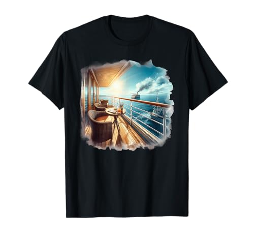 Watercolor Cruise Balcony Ocean View T-Shirt