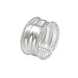 WPPHXY Handmade Hammered 925 Sterling Silver Rings Open Adjustable Wide Cuff Band Ring Thumb Rings for Women Men,Pattern 2