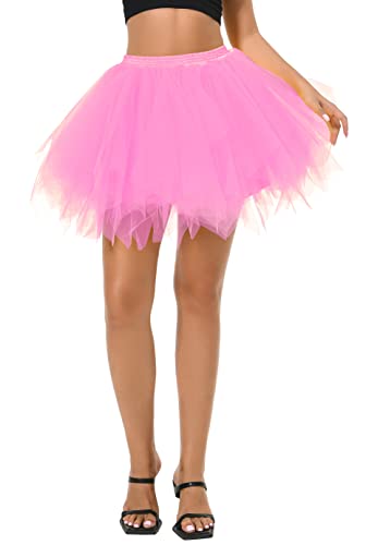Afibi Women's 1950S Vintage Tutu Petticoat Ballet Bubble Skater Skirt (Medium, Pink) #TOP2
