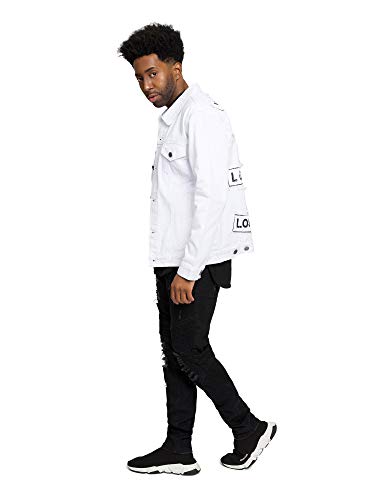 Victorious Men's Solid Color World Tour Denim Jean Jacket Dk192 - White - Small #TOP6