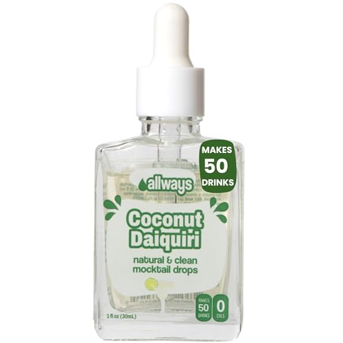 Allways Coconut Daiquiri Drops – Sugar Free Liquid Water Enhancer with Monk Fruit – Zero Calorie Coconut Daiquiri Mocktail Drink Mix for Water or Sparkling Water– Natural Flavors – 50 Servings – No Sugar Hydration