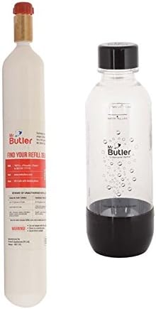 Mr. Butlers Soda Maker Accessory Pack White - CO2 Gas Cylinder With BPA-Free PET Bottle Black, 500ml