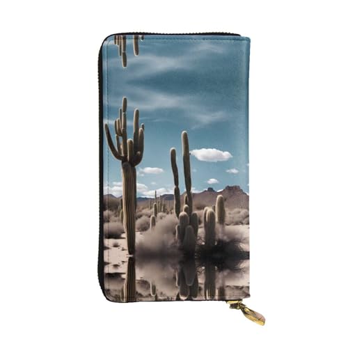 Portefeuille en cuir imprimé cactus long pour organiser toutes vos cartes