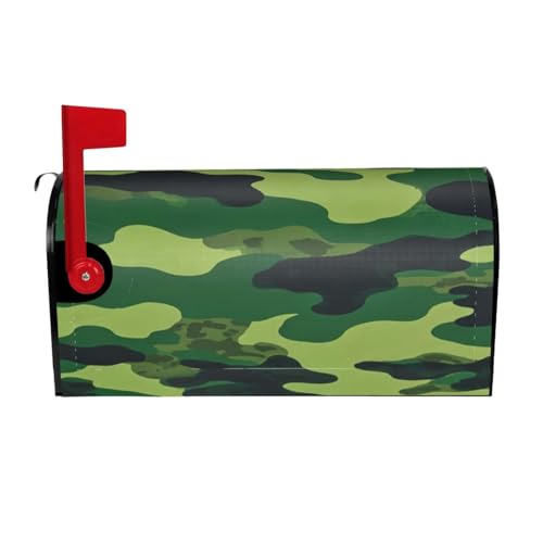 Green Camo Pattern Print Mailbox Cover Durable Oxford Cloth for American Standard & Large Size Mailboxes