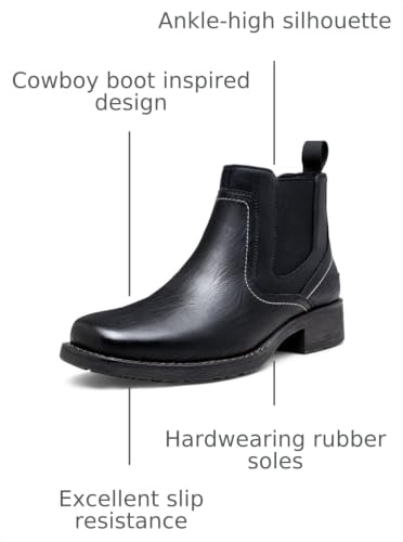 Image of Jousen Chelsea Boots Men Square Toe Ankle Mens Dress Boots Casual Slip On Boots for Men