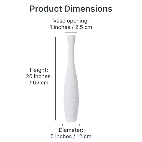 Image of Leewadee Large Floor Vase 26 inches Mango Wood for Pampas Grass, Dried Flowers