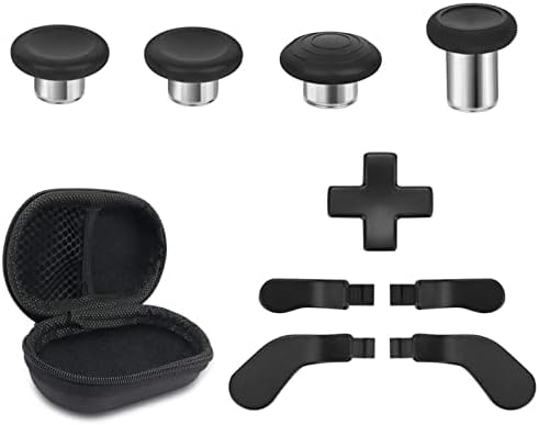 Metal Replacement Thumbsticks for Xbox Elite Controller Series 2 Core, Component Pack Includes 4 Swap Magnetic Joysticks, 4 Paddles, 1 Standard D-Pads, Accessories Parts for Xbox One Elite 2(Black)