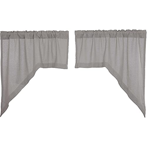 VHC-Brands-Burlap-Dove-Grey-Farmhouse-Curtains-Swag-Set-of-2-36x36x16 VHC Brands Burlap Dove Grey Farmhouse Curtains Swag Set of 2 36x36x16