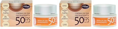 Nurana Cosmetics, Crema diurna facial con factor de protección 50-50 ml, 1 unidad (Paquete de 2)