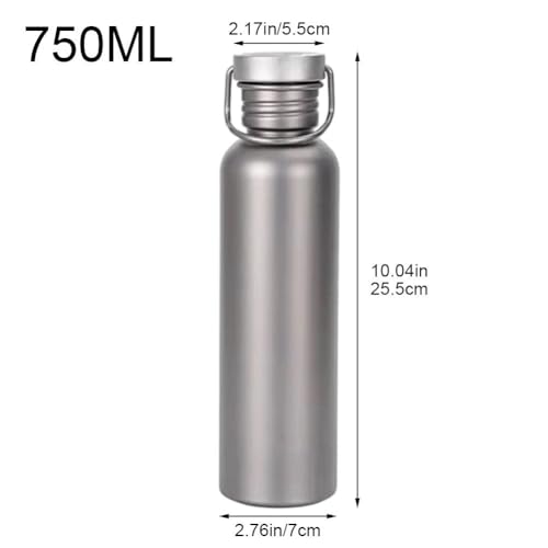 Botella de agua de titanio 750ml cantimplora ligera para turismo y camping 5