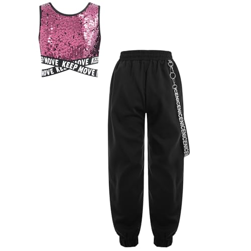 Tenue de jazz fille brillante à paillettes avec survêtement cargo