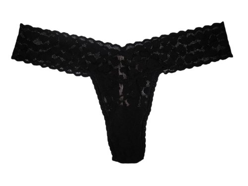 Victoria's Secret The Lacie Black Heart Lace Thong One Size - S M L