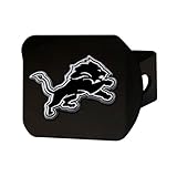 FANMATS 21520 Detroit Lions Black Metal Hitch Cover with Metal Chrome 3D Emblem