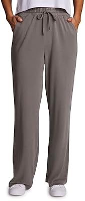 RBX Women's Wide Leg Pants Relaxed Fit Lightweight Modal Fabric Adjustable Waist Lounge Pants with P...