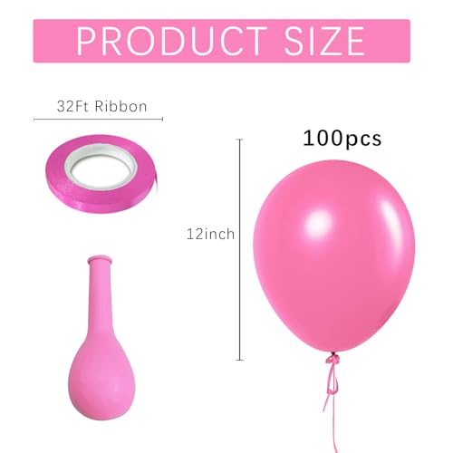 Image of Pink Balloons Light Pink Birthday Decorations 100 Pack 12 inch Round Gender Reveal Ballons for Valentines Birthday Wedding Anniversary Baby Shower Gender Reveal Party Decoration