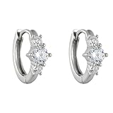 RDSGYZ Pendientes de boda de oro de 9 quilates y 14 quilates y 18 quilates para mujer, aro con 3 piedras de moissanita, sin níquel, aretes para dama de honor, Metal, Moissanita