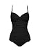 Grapent Women's Racing Ruched Two-Piece Tankini Set Solid Color Bathing Suit Black Size L