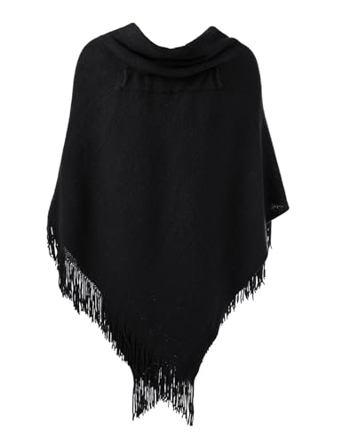 Ferand Women’s Loose Fitting Poncho Cape Shawl with Stylish Horn Buttons, V Neckline and V Hem2