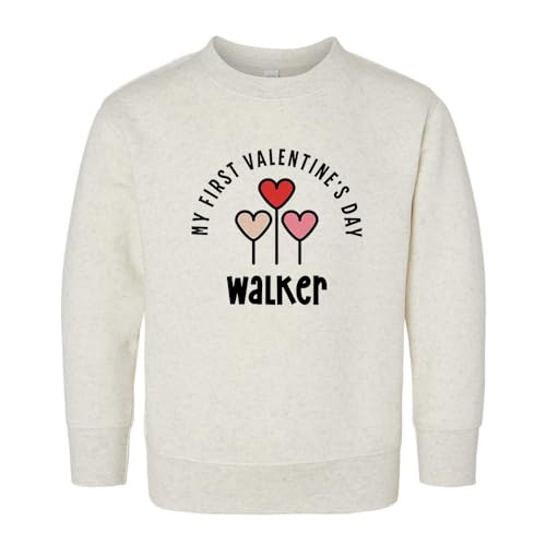 My First Valentine's Day Walker Kids Sweatshirt Toddler 2T Natural Heather