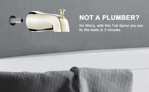 Gold Hao The Bathroom Tub Spout With Diverter 5 Inches - Slip-On Bath Tub Spout 5/8" Slip Fit Connection (Brushed Nickel) #TOP3