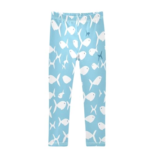Bolaz Toddler Girls Leggings Printed Yoga Pants Leggings White Fish for Kids