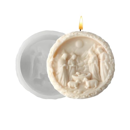Impresión de Belén | Molde de Chocolate Natividad de Jesús, Molde 3D Redondo Navidad Simple Desprendimiento | Para Cera Resina Cocción Yeso Pasta de Azúcar Vela Chocolate Proyectos Artísticos