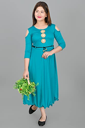 Image of SFC Fashion Cotton Casual Solid Midi Frock Dress for Girls