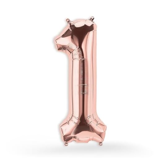 FUNXGO Folienballon Zahl Rosegold 1 - Zahlen Luftballon Klein 1 - ca. 40cm Nur Luftfüllung - Ideal für Geburtstag Hochzeit & Party Deko - Ballon Zahl 1 Rosegold