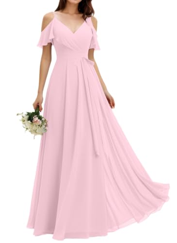Robe de demoiselle d'honneur en mousseline de soie maxi fluide pour mariage