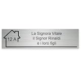 Mygoodprice - Targhetta incisa con nome e numero autoadesiva per cassetta delle lettere, 10 x 2,5 cm, personalizzabile, da 1 a 3 righe, alluminio spazzolato