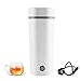 Produktbild HOVCEH Reise Wasserkocher, 450 ml Mini Electric Kettle, Electric Heated Travel Kettle, Trockenschutz und Trennbares Netzkabe, 304 Stainless Steel Liner Cooking Teapot Heater Cup(White)