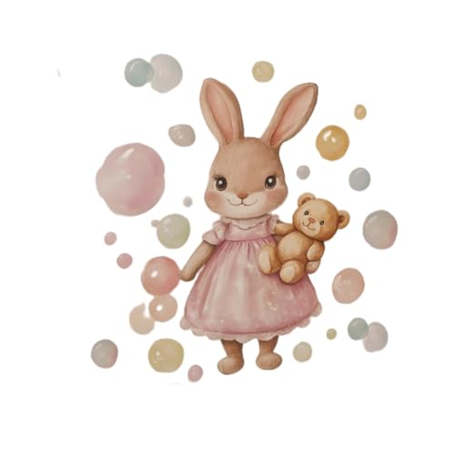 Vinilo decorativo conejo con oso para cuarto infantil