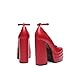 DREAM PAIRS Women's Platform High Heels Closed Toe Chunky Block Pumps Square Toe Ankle Strap Dress Fashion Party Y2K Shoes,Size 6.5,Red-Pu,SDPU2471W