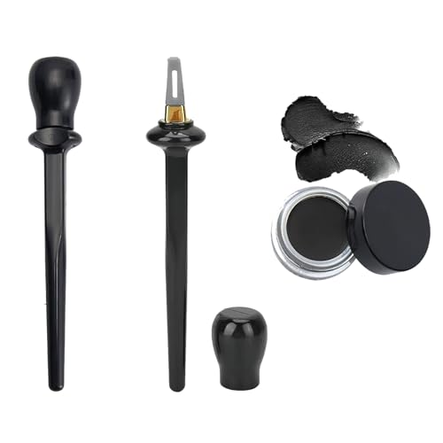 Ylapagne 1 Set Silicone Eyeliner Brush Eyeliner Guide Tools Waterproof Eyeliner Kit Reusable Eyeline with Black Eyeliner Cream Easy No-Skip Eyeliner Gel(Black)