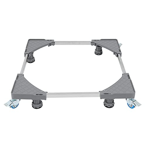 Tofficu Support Multifonctionnel pour Lave-linge et Réfrigérateur Réglable en Acier Inoxydable 4 Pieds et 4 Roues Verrouillables 360°, Base pour Appareils Électroménagers, Usage Domestique