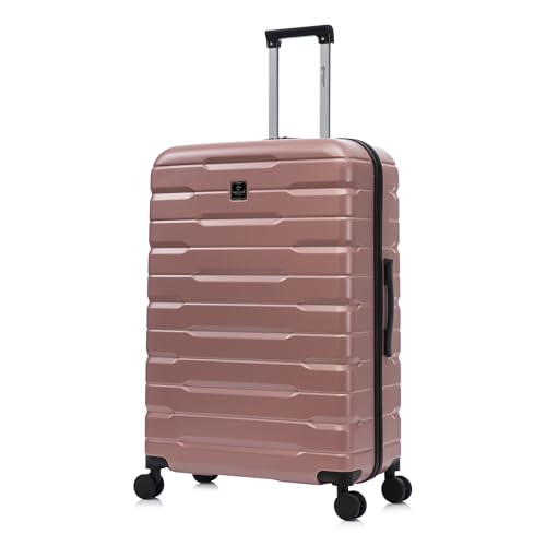 Image of Rocklands London Suitcase Medium 25 Inch Hard Shell Lightweight Checked Luggage with 360° Rubber Spinner Wheels Durable Travel Case Telescopic Handle, TSA Lock (Rose Gold)