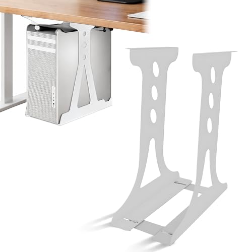 Bcuuozeeing PC Halterung Unter Schreibtisch, für Meisten Computergehäuse, Verstellbare PC-Halterung, Schreibtisch bis zu 35 kg für den Meisten Hosts (Weiß)