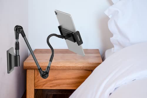 Gooseneck Wall Mount Tablet Phone Holder For Bed Kitchen Toilet Office, Wall Tablet Phone Stand: Flexible Arm Clip Tablet Wall Mount, Compatible With Iphone, Ipad, Fire Hd, Galaxy Tabs 4.7"-11" #TOP2
