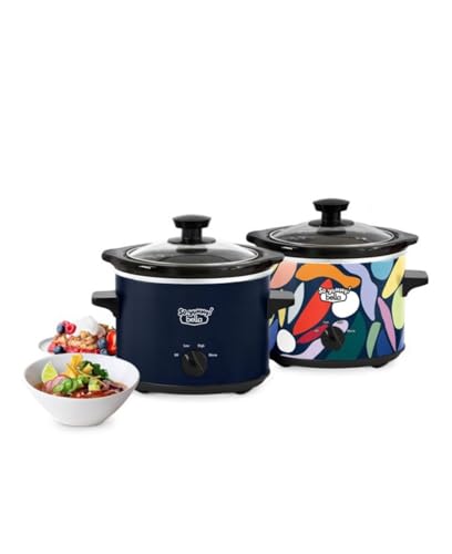 So Yummy by bella 2.0qt Twin Set Slow Cooker Navy and Abstract Pattern