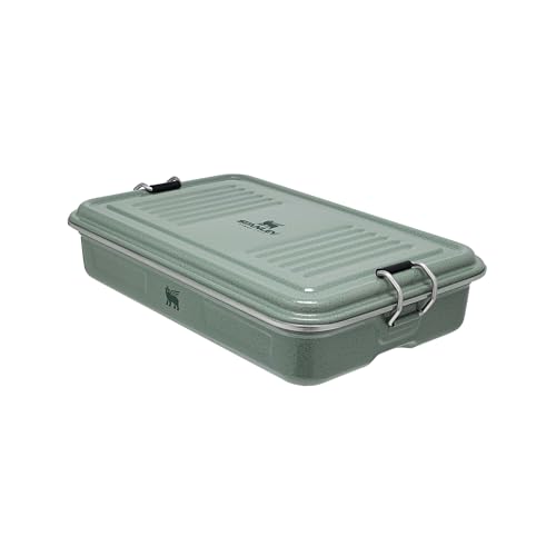 STANLEY 1913 The Useful Classic Box 1.2L - Dishwasher Safe - Stainless Steel Lunch Box - Stackable Sandwich Box - BPA-Free - Secure Closure - Hammertone Green