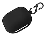 Geiomoo Funda de Silicona Compatible con Beats Fit Pro, Cubierta a Prueba de Golpes con Mosquetón (Negro)