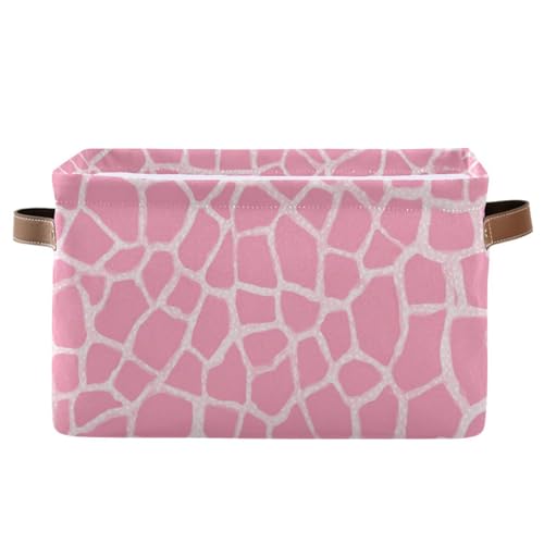 Image of Aslsiy Storage Basket Abstract Modern Giraffe Print Nursery Bins Pink Baby Box Canvas Clothes Shelf Basket Laundry Hamper Gift Basket for Home Closet 1 Pcs