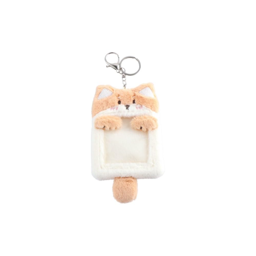 1 Piece Cute Plush Cartoon Photocard Holder,Kawaii Fluffy Card Cover with Keychain Durable Credit Card ID Card Sleeve Portable Photo Protective Case