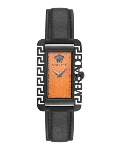 Versace Flair Collection Luxury Mens Watch Timepieces with a Black Strap and Case Featuring a Orange Dial