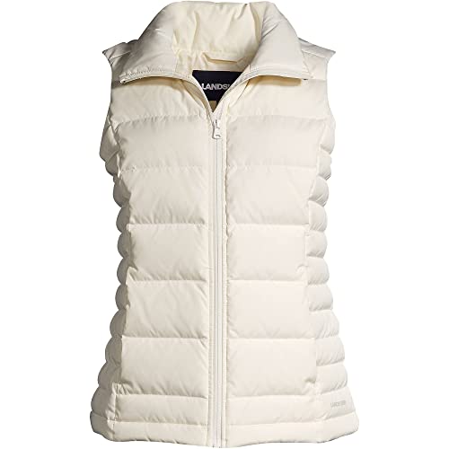 Lands' End Womens Puffer Down Vest Ivory Regular Medium #TOP4