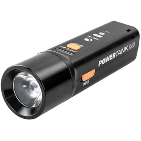 Celestron 93585 PowerTank Glow 5000 Portable USB Rechargeable Power Bank and Red Astronomy Flashlight - 5000 mAh Capacity, Includes Silicone Mount Straps, Black