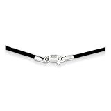 Solid 14k White Gold 1.5mm 18in Black Leather Cord Necklace Chain - with Secure Lobster Lock Clasp...