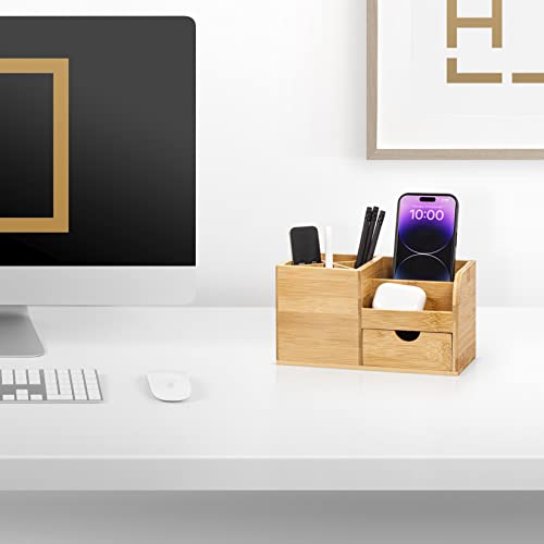 woodluv Desk Organiser, Desk Tidy Pen Holder Organiser, Make Up Organiser/Office Multifunctional Organizer- 22 x 10.5 x 12.2cm