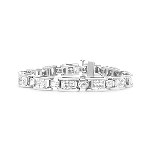 Haus of Brilliance 14K White Gold 5.0 Cttw Princess Cut Diamond Invisible Set Alternating Size D Shaped Links Tennis Bracelet (H-I Color, SI2-I1 Clarity) - 7”